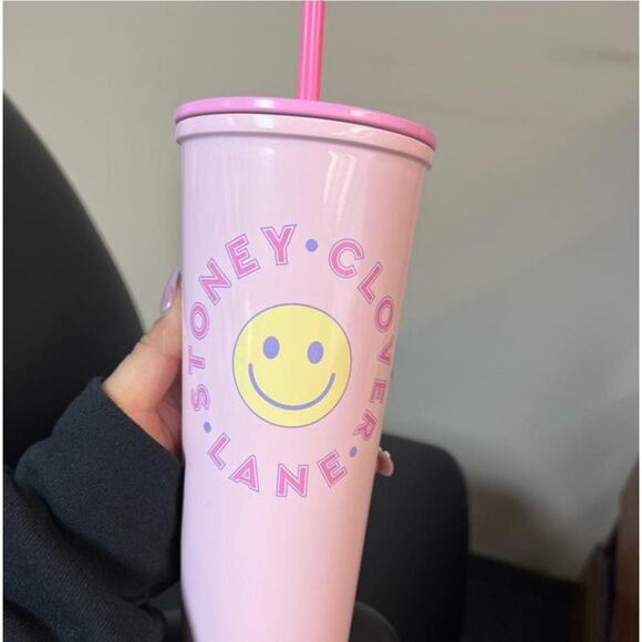 New - Stoney Clover Lane x Target Pink Smiley Face 23oz Stainless Steel Tumbler - Picture 2 of 5